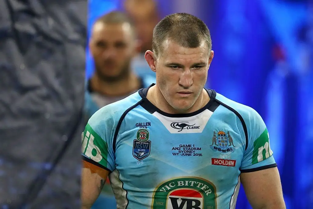 SYDNEY, AUSTRALIA - JUNE 01: Paul Gallen of the Blues walks out onto the field for the second half during game one of the State Of Origin series between the New South Wales Blues and the Queensland Maroons at ANZ Stadium on June 1, 2016 in Sydney, Australia. (Photo by Mark Kolbe/Getty Images)