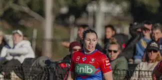 Shanice Parker in action for the Newcastle Knights NRLW. (Photo - Knights Media)