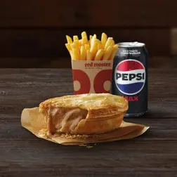 The Chicken & Gravy Pie is a unique collaboration between two iconic Aussies in Four 'N Twenty and Red Rooster.