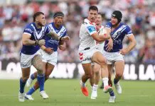 “A deal may be struck in coming days”: NRL club poised to sign disgruntled halfback SYDNEY, AUSTRALIA - MARCH 08: Lachlan Ilias of the Dragons makes a break during the round one NRL match between St George Illawarra Dragons and Canterbury Bulldogs at Netstrata Jubilee Stadium, on March 08, 2025, in Sydney, Australia. (Photo by Mark Metcalfe/Getty Images)