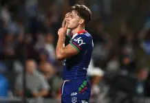 Two teams keen on New Zealand Warriors superstar halfback AUCKLAND, NEW ZEALAND - MARCH 14: Luke Metcalf of the Warriors celebrates his try during the round two NRL match between New Zealand Warriors and Manly Sea Eagles at Go Media Stadium, on March 14, 2025, in Auckland, New Zealand. (Photo by Hannah Peters/Getty Images)