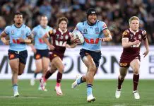 Ciraldo backs Crichton amid Origin snub reports MELBOURNE, AUSTRALIA - JUNE 26: Stephen Crichton of the Blues makes a break during game two of the men's State of Origin series between New South Wales Blues and Queensland Maroons at the Melbourne Cricket Ground on June 26, 2024 in Melbourne, Australia. (Photo by Cameron Spencer/Getty Images)