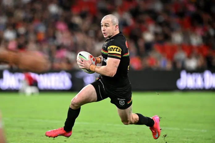 BRISBANE, AUSTRALIA - APRIL 10: Dylan Edwards of the Panthers in action during the round six NRL match between Dolphins and Penrith Panthers at Suncorp Stadium, on April 10, 2025, in Brisbane, Australia. (Photo by Bradley Kanaris/Getty Images)