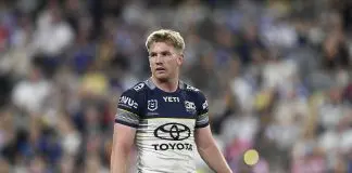 Cowboys confirm travelling squad for Las Vegas opener TOWNSVILLE, AUSTRALIA - JULY 12: Tom Dearden of the Cowboys looks on during the round 19 NRL match between North Queensland Cowboys and Canterbury Bulldogs at Queensland Country Bank Stadium, on July 12, 2025, in Townsville, Australia. (Photo by Ian Hitchcock/Getty Images)