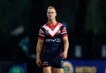 GOSFORD, AUSTRALIA - FEBRUARY 21: Daly Cherry-Evans of the Roosters leaves the field with team mates due to weather during the NRL pre-season match between Sydney Roosters and Parramatta Eels at Polytec Stadium, on February 21, 2026, in Gosford, Australia. (Photo by Brendon Thorne/Getty Images)