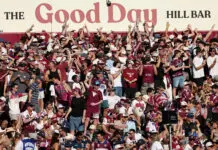 SYDNEY, AUSTRALIA - MARCH 15:  Sea Eagles fans cheer during the round two NRL match between Manly Sea Eagles and Newcastle Knights at 4 Pines Park, on March 15, 2026, in Sydney, Australia. (Photo by Matt King/Getty Images)