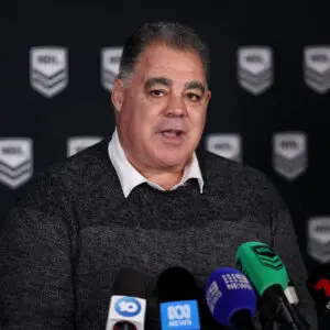 SYDNEY, AUSTRALIA - JUNE 06:  Newly announced Perth Bears head coach Mal Meninga speaks to the media during a NRL media opportunity at Rugby League Central on June 06, 2025 in Sydney, Australia.  (Photo by Matt King/Getty Images)