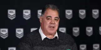 Paul Gallen and James Bracey flare up over Perth Bears dilemma SYDNEY, AUSTRALIA - JUNE 06: Newly announced Perth Bears head coach Mal Meninga speaks to the media during a NRL media opportunity at Rugby League Central on June 06, 2025 in Sydney, Australia. (Photo by Matt King/Getty Images)