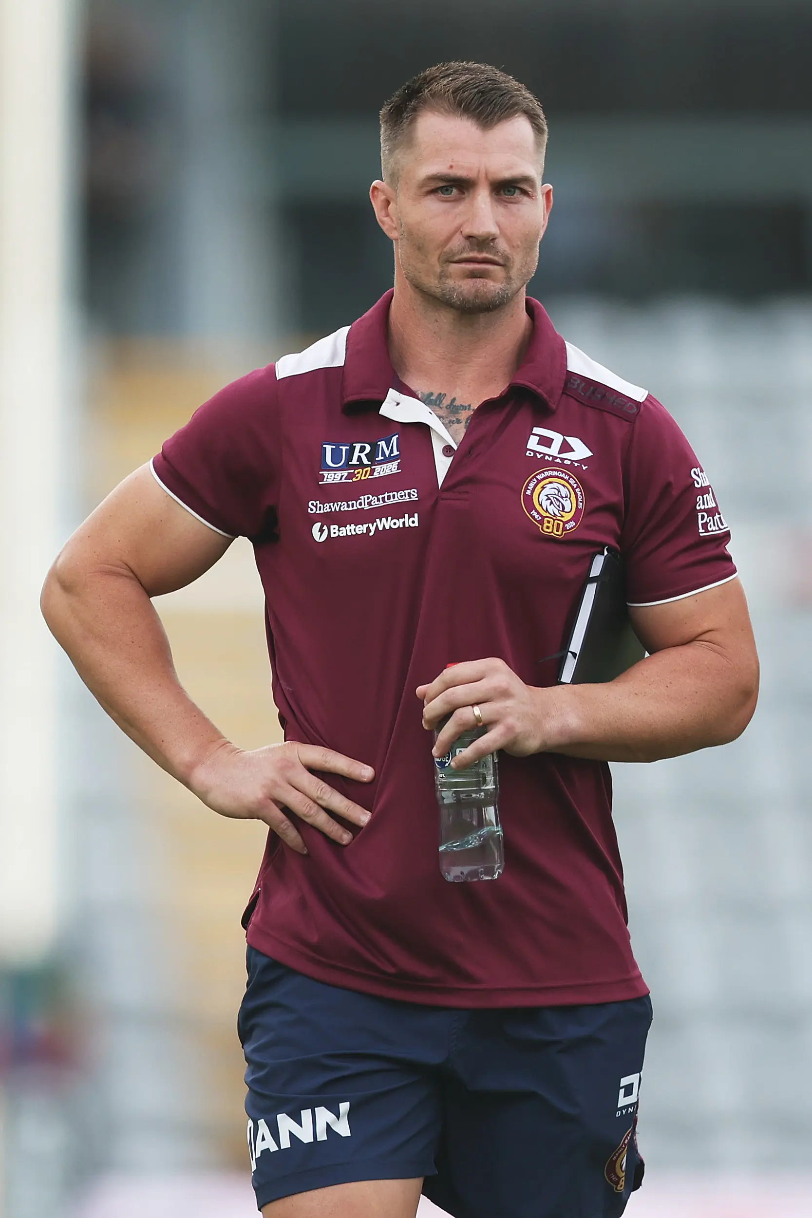 WOLLONGONG, AUSTRALIA - APRIL 10: Interim head coach Kieran Foran walks on the pitch ahead of the round six NRL match between St George Illawarra Dragons and Manly Sea Eagles at WIN Stadium, on April 10, 2026, in Wollongong, Australia. (Photo by Mark Metcalfe/Getty Images)