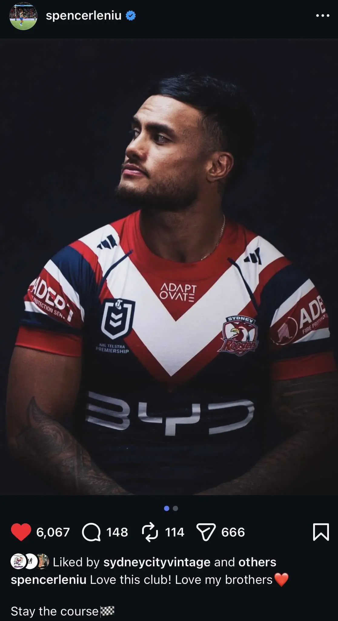 Spencer Leniu posts clue over Roosters future to social media