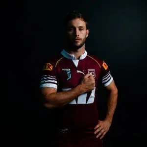 BRISBANE, AUSTRALIA - MAY 18: Sam Walker poses for a photo during a Queensland Maroons Men's State Of Origin media opportunity at Suncorp Stadium on May 18, 2026 in Brisbane, Australia. (Photo by Bradley Kanaris/Getty Images)