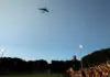 SYDNEY, AUSTRALIA - AUGUST 13:  A general view is seen as a plane flies over the ground during the round 23 NRL match between the Wests Tigers and the Manly Sea Eagles at Leichhardt Oval on August 13, 2017 in Sydney, Australia.  (Photo by Mark Kolbe/Getty Images)