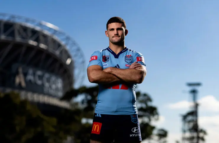 New details surface about injury to Nathan Cleary SYDNEY, AUSTRALIA - JUNE 09: Nathan Cleary poses for a portrait during a NSW Blues Men's State of Origin fan meet & greet at on June 09, 2026 in Sydney, Australia. (Photo by Brendon Thorne/Getty Images)