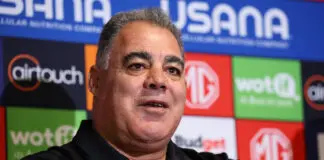 PERTH, AUSTRALIA - APRIL 10: Mal Meninga, inaugural head coach of the Perth Bears talks to the media during an NRL press conference at Optus Stadium on April 10, 2026 in Perth, Australia. (Photo by Paul Kane/Getty Images)