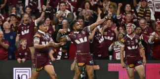 Hamiso Tabuai-Fidow reveals contract priority, speaks on potential code switch BRISBANE, AUSTRALIA - JULY 08: Hamiso Tabuai-Fidow of the Maroons celebrates scoring his teams first try during game three of the Men's State of Origin series between the Queensland Maroons and the New South Wales Blues at Suncorp Stadium on July 08, 2026 in Brisbane, Australia. (Photo by Bradley Kanaris/Getty Images)