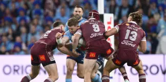 Origin star set to enter talks with PNG Chiefs BRISBANE, AUSTRALIA - JULY 08: Hudson Young of the Blues is tackled during game three of the Men's State of Origin series between the Queensland Maroons and the New South Wales Blues at Suncorp Stadium on July 08, 2026 in Brisbane, Australia. (Photo by Bradley Kanaris/Getty Images)