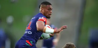 AUCKLAND, NEW ZEALAND - APRIL 18: Leka Halasima of the Warriors during the round seven NRL match between New Zealand Warriors and Gold Coast Titans at Go Media Stadium, on April 18, 2026, in Auckland, New Zealand. (Photo by Phil Walter/Getty Images)