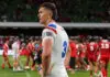 PERTH, AUSTRALIA - OCTOBER 17: Hugo Savala of England looks on after being defeated during the 2026 Men's Rugby League World Cup match between England and Tonga at HBF Stadium on October 17, 2026 in Perth, Australia. (Photo by Paul Kane/Getty Images)
