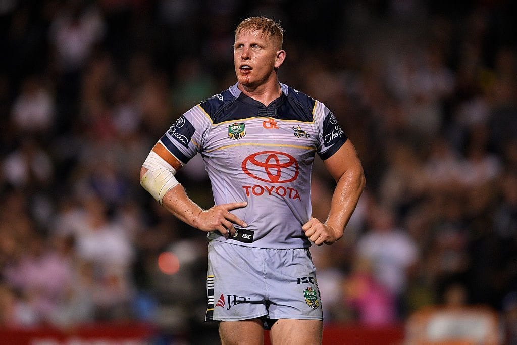 SYDNEY, AUSTRALIA - APRIL 09: Ben Hannant of the Cowboys looks on during the round six NRL match between the Penrith Panthers and the North Queensland Cowboys at Pepper Stadium on April 9, 2016 in Sydney, Australia. (Photo by Brett Hemmings/Getty Images)