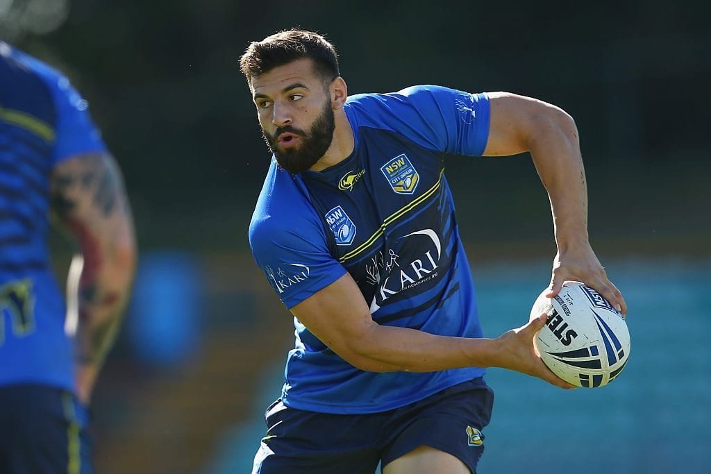 SYDNEY, AUSTRALIA - MAY 03: Josh Mansour passes during a City NSW Origin training session at Leichhardt Oval on May 3, 2016 in Sydney, Australia. (Photo by Mark Kolbe/Getty Images)