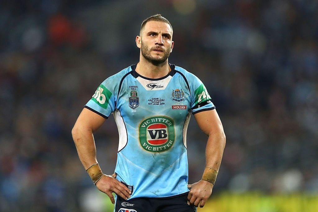 SYDNEY, AUSTRALIA - JUNE 01: Robbie Farah of the Blues looks on during game one of the State Of Origin series between the New South Wales Blues and the Queensland Maroons at ANZ Stadium on June 1, 2016 in Sydney, Australia. (Photo by Cameron Spencer/Getty Images)