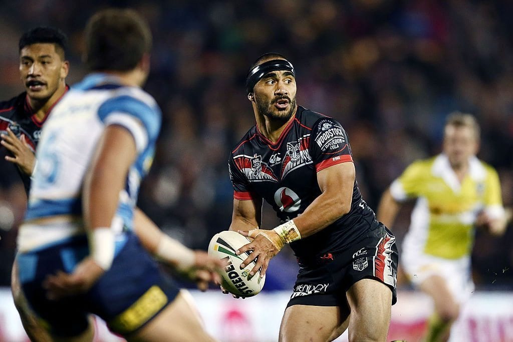AUCKLAND, NEW ZEALAND - JULY 02: Thomas Leuluai of the Warriors in action during the round 17 NRL match between the New Zealand Warriors and the Gold Coast Titans at Mt Smart Stadium on July 2, 2016 in Auckland, New Zealand. (Photo by Anthony Au-Yeung/Getty Images)