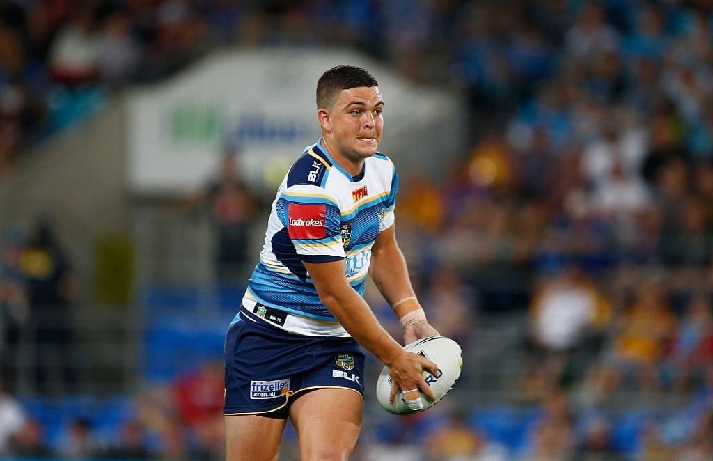 GOLD COAST, AUSTRALIA - JULY 23: Ashley Taylor of the Titans in action during the round 20 NRL match between the Gold Coast Titans and the Parramatta Eels at Cbus Super Stadium on July 23, 2016 in Gold Coast, Australia. (Photo by Jason O'Brien/Getty Images)