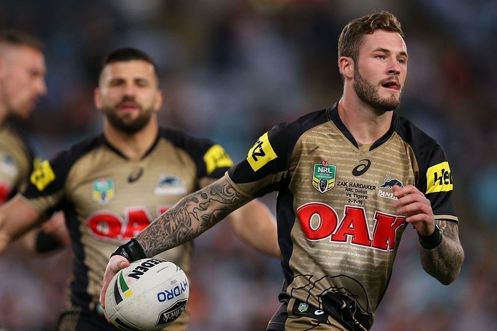 SYDNEY, AUSTRALIA - JULY 02: Zak Hardaker of the Panthers warms up prior to the round 17 NRL match between the Wests Tigers and the Penrith Panthers at ANZ Stadium on July 2, 2016 in Sydney, Australia. (Photo by Jason McCawley/Getty Images)