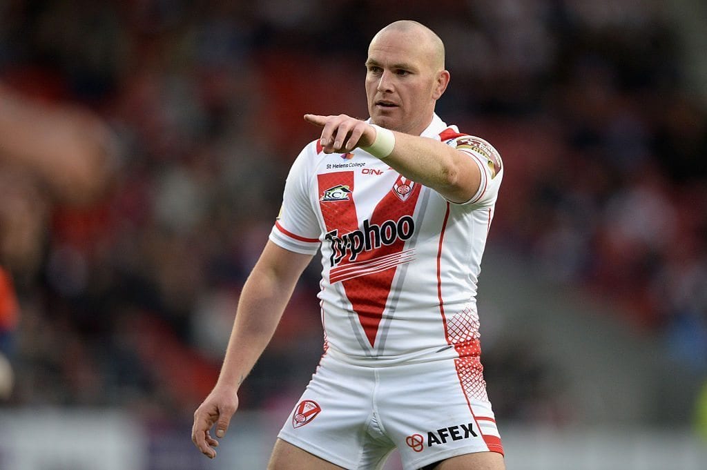 Luke Walsh of St Helens during the First Utility Super League match between St Helens and Wakefield Trinity at Langtree Park on May 1, 2015 in St Helens, England.