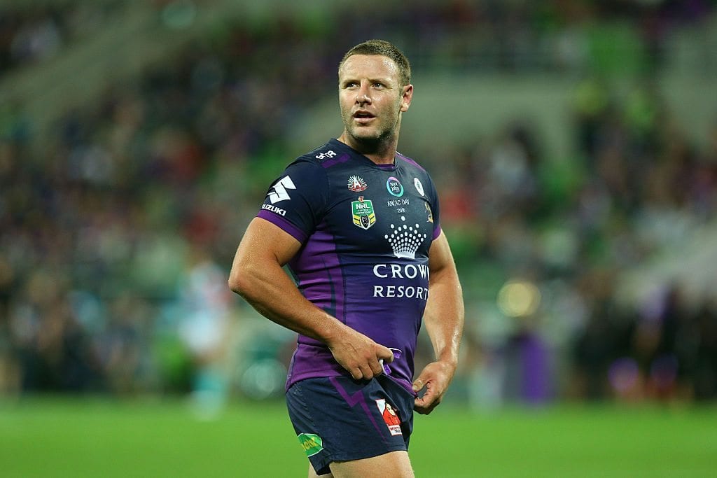 MELBOURNE, AUSTRALIA - APRIL 25: Blake Green of the Storm looks on during the round eight NRL match between the Melbourne Storm and the New Zealand Warriors at AAMI Park on April 25, 2016 in Melbourne, Australia. (Photo by Graham Denholm/Getty Images)