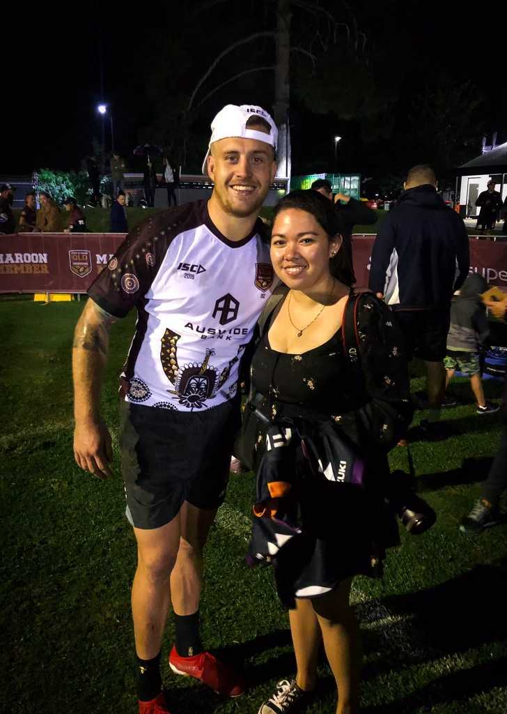 Righini pictured (right) with Melbourne Storm star Cameron Munster (left)