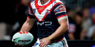 SYDNEY, AUSTRALIA - JULY 12: Victor Radley of the Roosters stduring the round 19 NRL match between St George Illawarra Dragons and Sydney Roosters at Netstrata Jubilee Stadium, on July 12, 2025, in Sydney, Australia. (Photo by Brendon Thorne/Getty Images)