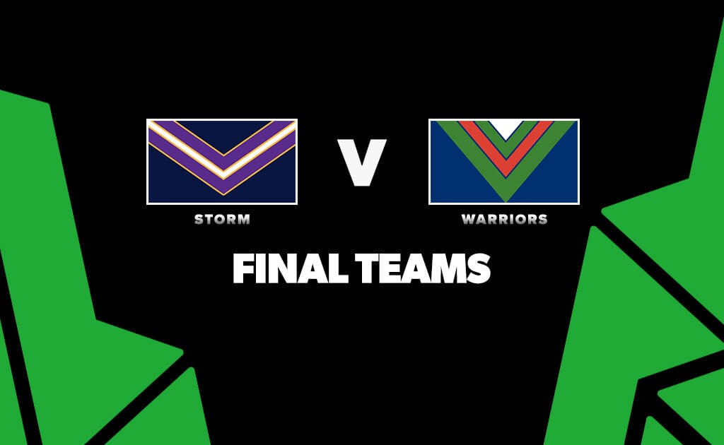 FINAL TEAMS: Storm vs Warriors - Round 6, 2026 - Zero Tackle